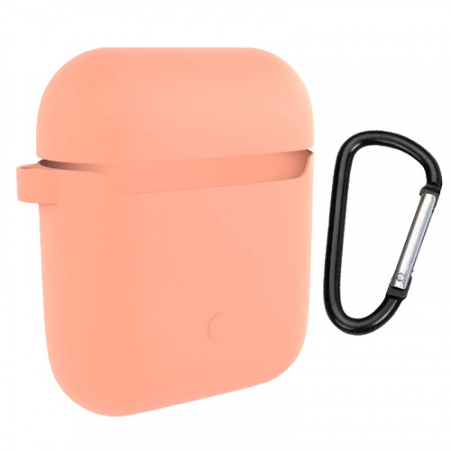 Silicon case AirPods _1_2 с карабином (уп.картон)_07_розовый песок