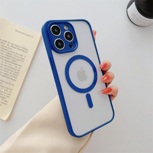 MAGNETIC clear case /magsafe/защита камеры/ для iPhone 13 PRO 6.1" (2021) темно-синий