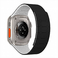Ремешок силиконовый GRACE для Apple Watch 42_44_45_49мм /застежка_магнит/ упаковка-картон, черный
