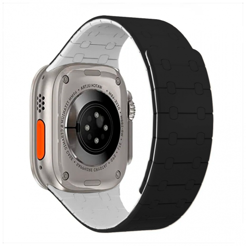 Ремешок силиконовый GRACE для Apple Watch 42_44_45_49мм /застежка_магнит/ упаковка-картон, черный