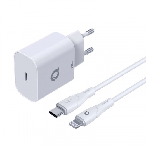 Qayan QHC-103 Блок питания сетевой + (Lightning→Type-C) кабель 1.2м./ PD3.0 (Type-C) белый