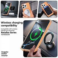 Силикон с блестками FixStyle с подставкой кольцо для iPhone 16 (6.1") 2024 оранжевый