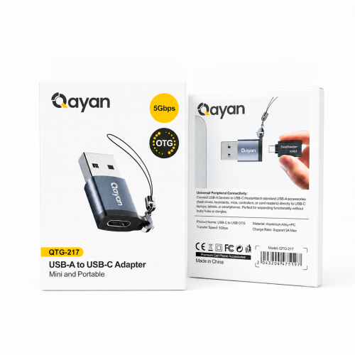 Qayan OTG-217 Переходник OTG Type-C → USB, черный фото 2