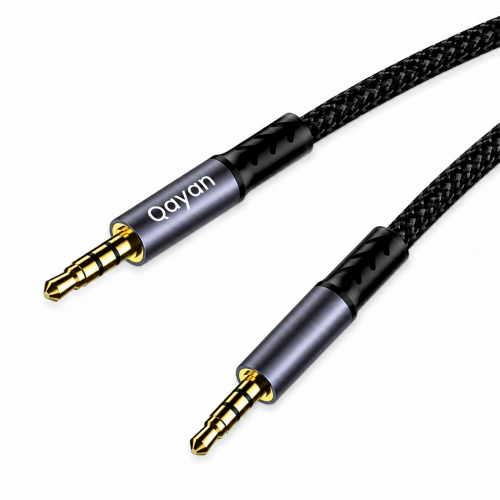 Qayan QAC-162 Кабель-Аудио,AUX .3.5mm,с защитой от намотки.1,5м черный