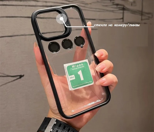 Силикон Lens Case со стеклом на камеру/линзы для iPhone 13 PRO черный