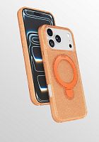 Силикон с блестками FixStyle с подставкой кольцо для iPhone 17 PRO (6.3") 2025 оранжевый