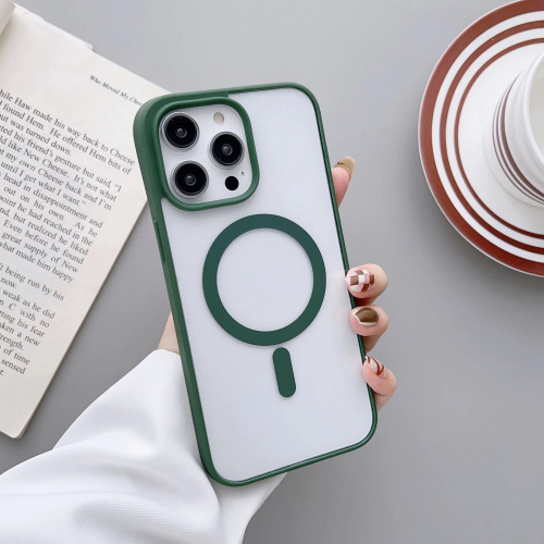MAGNETIC clear case /magsafe/ для iPhone 15 (2023) темно-зеленый