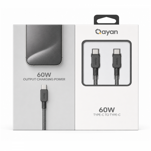 Qayan QCB-192 Плетеный кабель Type-C & Type-C 2.0м черный фото 3