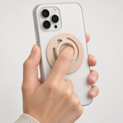 Qayan QH-180 Силиконовый магнитный держатель на палец для телефона /Magsafe, 360°/ розовый песок фото 4
