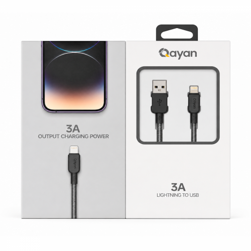 Qayan QCB-191 Плетеный кабель USB & iPhone Lightning 1,2м черный фото 3