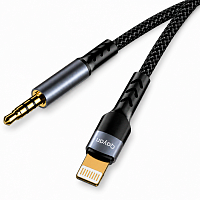 Qayan QAC-161 Кабель AUX-Lightning с защитой от намотки. 1,5м черный