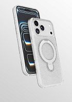 Силикон с блестками FixStyle с подставкой кольцо для iPhone 17 PRO (6.3") 2025 белый