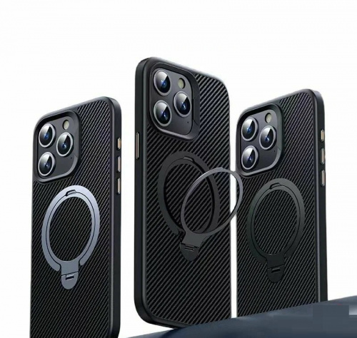 SkyArmor Marvel Magnetic с magsafe ring с текстурой карбон для iPhone 16 PRO (2024) черный