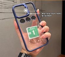 Силикон Lens Case со стеклом на камеру/линзы для iPhone 13 темно-синий