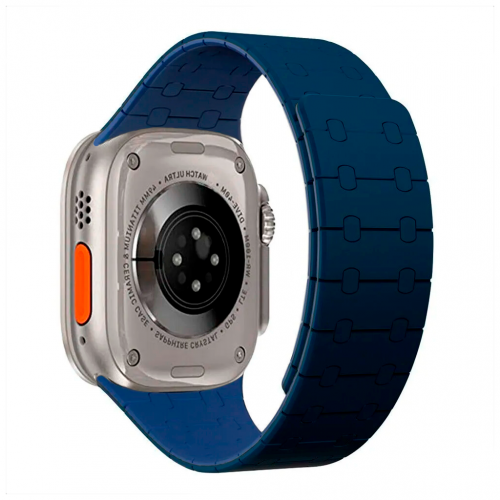 Ремешок силиконовый GRACE для Apple Watch 42_44_45_49мм /застежка_магнит/ упаковка-картон, синий