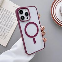 MAGNETIC clear case /magsafe/ для iPhone 15 PRO MAX (2023) винный