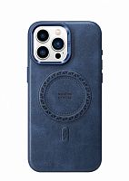 HDD MODERN LUX Чехол c Magsafe 2 в1 /эко кожа, подставка/ для iPhone 15 PRO MAX темно-синий